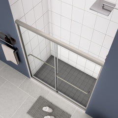 Bypass shower door, sliding door, with 1/4" tempered glass and Polished finish 56-60"x70"