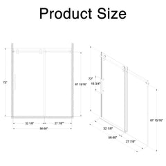 56"-60"W x 72"H Frameless Shower Door, Sliding Shower Door, with Premium 5/16"(8mm) Thick Tempered Glass Shower Enclosure ,Double Side Easy Clean Coat,Chrome Finished With Buffer