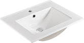 24 Inch Ceramic Vanity Top, 24"D x 18.3"W x 6.7"H, Glossy White(Only Basin)