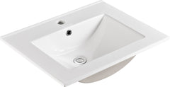 24 Inch Ceramic Vanity Top, 24"D x 18.3"W x 6.7"H, Glossy White(Only Basin)