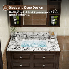 37"x22" Bathroom Vanity Top, with Undermount Ceramic Sink and Backsplash, artificial marble Bathroom Vanity Top with 3 Faucet Holes, New Carrara white and black( only Bathroom Vanity Top )