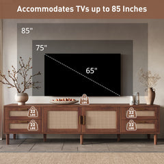 78 Inch TV Stand for TVs up to 85 inch, Media Console with 4 Drawers, Solid Wood Legs, Soft Closing Hinges, for Living Room, Modern Entertainment Center