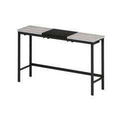 Modern Design Kitchen Dining Table, Pub Table, Long Dining Table Set with 3 Stools, Convenient Hanging Stool Design, Grey+Black(Same SKU:W757P146464)