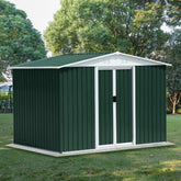 8x6 Feet Outdoor Storage Garden Shed Apex Roof Green With Aluminum alloy frame and sliding door