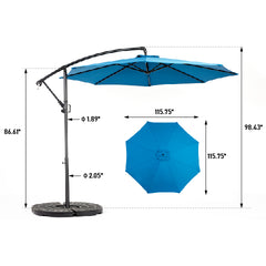 Best Choice Products 10ft Offset Hanging Market Patio Umbrella w/Easy Tilt Adjustment, Polyester Shade, 8 Ribs for Backyard, Poolside - ( Dark blue ) (No Base)