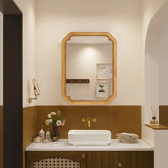 31.5" x 23.82" Wood Framed Wall - Mounted Mirror Cabinet with Storage Shelves, Medicine Mirror for Bathroom, Living Room, Entryway