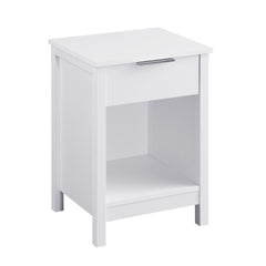 Nightstand with Drawer,3-Tier End Side Table with Storage Drawer and Shelf,Modern Bedside Night Stand for Bedroom, Living Room-Retro White