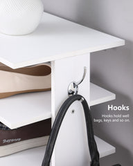 Vertical Shoe Rack,7 Tier Shoe Storage Organizer with Hooks, Entryway Shoe Tower,Vertical Shoe Organizer,Vertical Shoe Organizer,White