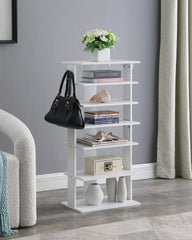 Vertical Shoe Rack,7 Tier Shoe Storage Organizer with Hooks, Entryway Shoe Tower,Vertical Shoe Organizer,Vertical Shoe Organizer,White
