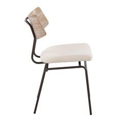 Walker Mid-Century Modern Chair in Brown Metal, Cream Noise Fabric, and White Washed Wood by LumiSource - Set of 2