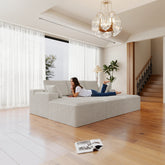 98.4*68.9"Modular sectional sofa seat,Upholstered compressed couch for living room,Bedroom,Apartment,No assembly required,4 PC free combination,Plush corduroy fabric,WHITE
