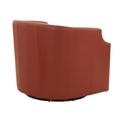 Emmett Caramel Top Grain Leather Swivel Glider Barrel Chair
