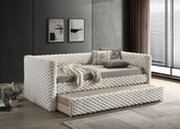 Transitional Style 1pc Twin Size Daybed w/ Trundle Plastic Legs Mattress Ready White Finish Primary Living Room