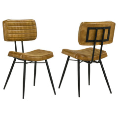 Camel and Black Tufted Side Chairs (Set of 2)