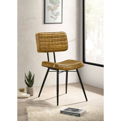 Camel and Black Tufted Side Chairs (Set of 2)
