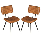 Camel and Black Tufted Side Chairs (Set of 2)