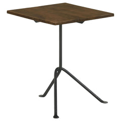 Dark Brown and Gunmetal Accent Table with Tripod Legs