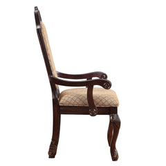 Beige and Espresso Arm Chairs with Arched Backrest (Set of 2)