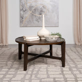 Mavis Dark Brown Round Solid Wood Coffee Table