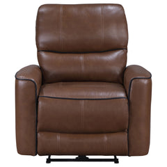 Denson Saddle Brown Upholstered Power Recliner Chair