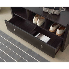 Shoe Entry Bench with Drawer, Shoe Storage Organizer, Red Cocoa