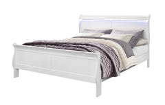 CHARLSTON WHITE KING BED WITH LED