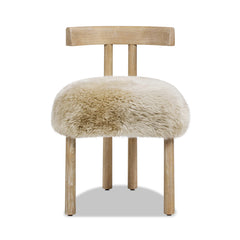 Arden 19.5" Genuine Sheepskin Fur Split Back Dining Chair Natural Blonde Genuine Fur