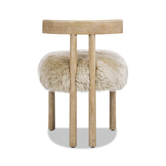 Arden 19.5" Genuine Sheepskin Fur Split Back Dining Chair Natural Blonde Genuine Fur