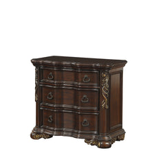 Royal Bedroom Cherry Finish Nightstand of 3 Drawers Ring Pulls Traditional Home Furniture