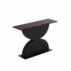 47''Double Semi-Circles 3d Hammer-Shaped Texture Base Wood Console Table With Led Light Entryway Table Modern Console Table,Sofa Console Tables For Living Room