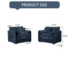 Oversized Chenille Oversized Accent Chair Set of 2, Comfy Single Sofa Chair with Large Seat , Modern Armchair Reading Chairs for Bedroom, Living Room,Chenille,Blue