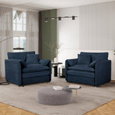 Oversized Chenille Oversized Accent Chair Set of 2, Comfy Single Sofa Chair with Large Seat , Modern Armchair Reading Chairs for Bedroom, Living Room,Chenille,Blue