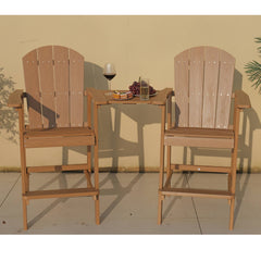 Lounge chair teak color, suitable for all seasons: Outdoor lounge chair, made of sturdy HIPS material, equipped with 304 stainless steel accessories.