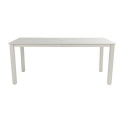 A wooden-textured imitation wood dining table, simple yet with a high quality feel. It has a small tabletop and is perfect for outdoor picnics. Light gray color, 68.9 inches long.