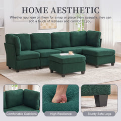 UNITED WE WIN Modular Sectional Sofa: Freely Combinable 6-Seat Convertible Sectionals with Chaise, U Shaped Oversized Sectional Couches with Storage Ottoman for Home Apartment Office
