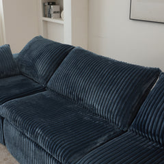 Cloud Sofa,Corduroy Fabric,Deep Seat Couches,Double-layer design,Removable Cushion,No Assembly, DIY Combination for Living room, Bedroom,Conference room ,Apartment,Blue