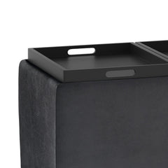 Avalon 42 inch Wide Storage Ottoman in Distressed Black Vegan Leather