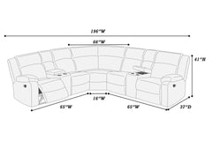 Power Motion Recliner Sectional in Fur-Like Corduroy Smoke