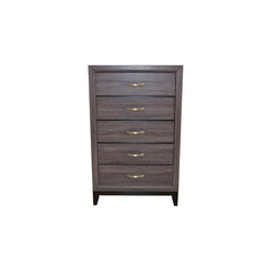 Contemporary Style 5-Drawer Chest Made with Wood in Gray