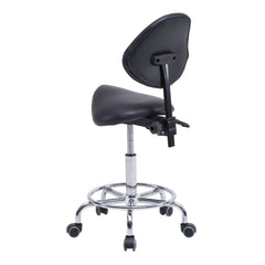 Saddle Stool Chair with Backrest Swivel Hydraulic Ergonomic Tilt Seat Chair with Wheels Footrest for Medical Hospital Clinic Dental-Black