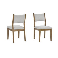 Dafne Set of 2 Walnut Oak Dining Side Chairs with Light Gray Fabric