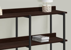 Accent Table, Console, Entryway, Narrow, Sofa, Living Room, Bedroom, Brown Laminate, Black Metal, Contemporary, Modern