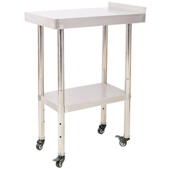 Stainless Steel Prep Table, 24 x 15 x 35-1/2 Inch, 440lbs Load Capacity Heavy Duty Metal Worktable with Backsplash Adjustable Undershelf & 4 Casters, Commercial Workstation for Kitchen Restaurant