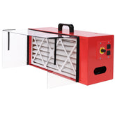 Portable tabletop dust collector,Maximum Air Flow 725CFM; Each fan runs on a 110V variable speed motor; Total Running Amps 1.29AMPS, Red color
