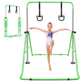 Green Multi-Functional Adjustable Height Children's Horizontal Gymnastic Bar With Bear Rings