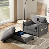 37" Single Sofa with Storage Ottoman, Adjustable Phone Holder, Dual-Port Charger, Storage Pockets, Elephant Ear Armrest, Comfy Chenille Armchair, Modern Cloud Chaise Lounge for Living Room&Apartment