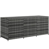 Outsunny 175 Gallon Outdoor Storage Box with Inner Liner, PE Rattan Wicker Deck Box with Pneumatic Bar Lift for Indoor & Outdoor, Patio Furniture Cushions, Pool Toys, Garden Tools, Mixed Gray
