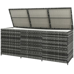 Outsunny 175 Gallon Outdoor Storage Box with Inner Liner, PE Rattan Wicker Deck Box with Pneumatic Bar Lift for Indoor & Outdoor, Patio Furniture Cushions, Pool Toys, Garden Tools, Mixed Gray