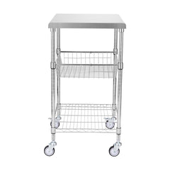 3-Tier Utility Cart Rolling Cart on Wheels 24"x20"x36.6" 470 LBS 6 Hooks