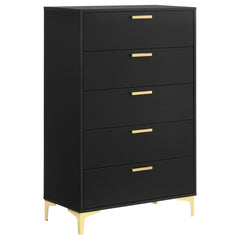 Lexie Black/Gold 5-piece Tufted Panel Queen Bedroom Set